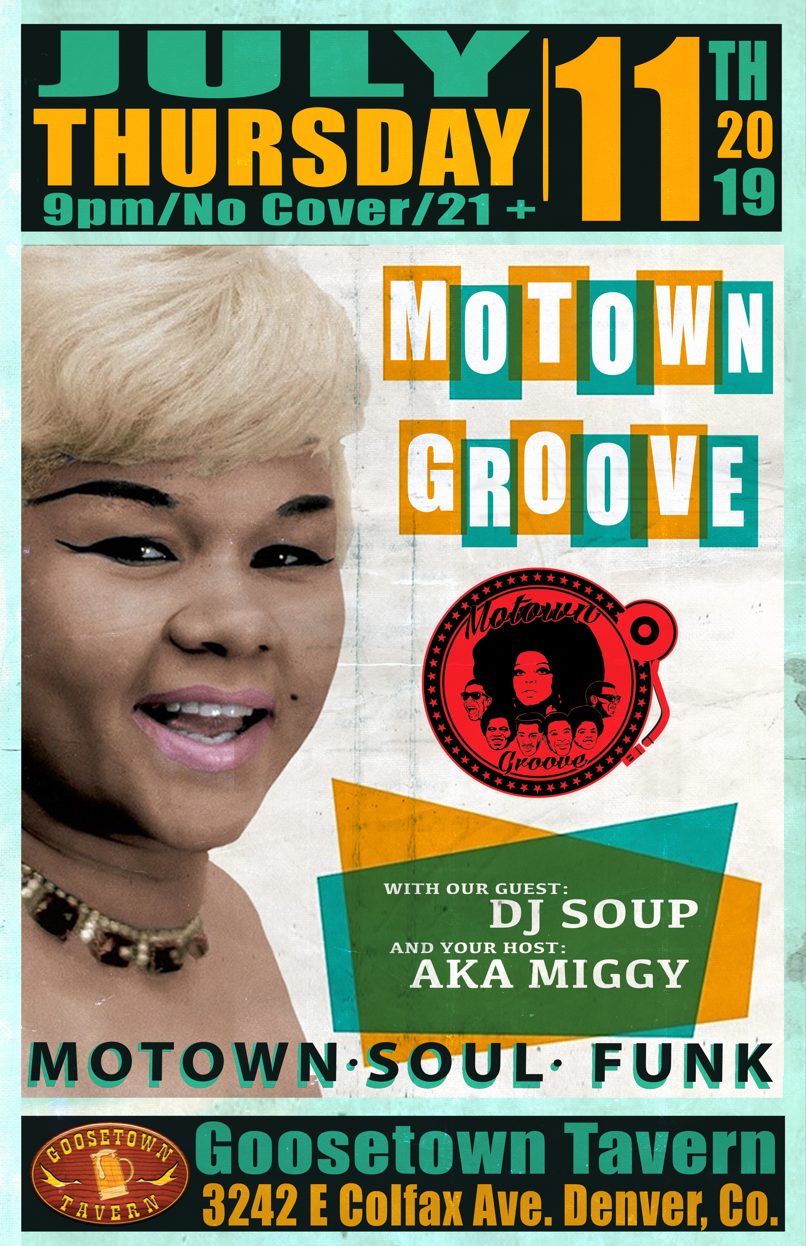Motown Groove Thursday night dance party at Goosetown Tavern Bluebird District on Colfax Avenue